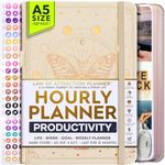 Hourly Planner - Undated Deluxe Weekly, Monthly Planner, a 12 Month Journey to Increase Productivity & Happiness - Life Organizer, Gratitude Journal, and Stickers A5 Size