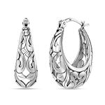 LeCalla 925 Sterling Silver Filigree Hoop Earring Jewelry Small Antique Oxidized Click-Top Filigree Earring Hoops for Women - 25mm