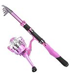 Ladies Telescopic Fishing Rod and Reel CombosSpinning Fishing Pole Pink Designed for Ladies Fishing Girls Fishing Pole by PLUSINNO…