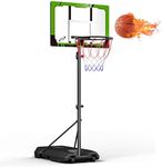 Portable Basketball Hoop with 33" Shatterproof PC Backboard, Tool-Free Height Adjustment 4.9-8.5 ft, Basketball Goal with Sturdy Base for Outdoor, Indoor, Garage, Backyard