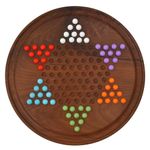 Fine Craft India Chinese Checkers Game Set with 12-inch Wooden Board and Traditional Pegs