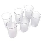 Oblivion Square Plastic Fiber Glass Set of 24 for Water Drinking Glass, Juice Glasses, Soda Glass, Beer Glass, Milk Glass, Unbreakable Glass Set, Long Plastic Glass (350 ML, Transparent)