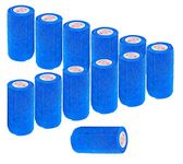 3 Inch Vet Wrap Tape Bulk (Blue) (Pack of 12) Self Adhesive Adherent Adhering Flex Bandage Rap Grip Roll for Dog Cat Pet Horse