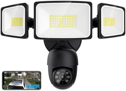 Onforu Floodlight Camera Outdoor, 2K Smart Home Security Camera, Al Detection & Auto Tracking with 340° Pan and Tilt, 55W 5500LM Flood Light Cam Wired, Color Night Vision, 2-Way Audio, WiFi/Cloud/SD