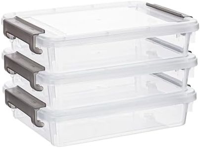 Citylife 3 PCS Plastic Storage Bins with Latching Lids Portable Project Case Clear File Box Stackable Storage Containers for Organizing B5 Paper, Photo, Document, Scrapbook