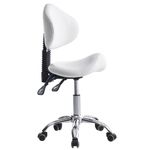 Saddle Stool Chair Rolling with Back Esthetician Chair for Lash Tech Salon Dental Tattoo Artist Eyelash Esthetician HairStylist Medical Shop Ergonomic Stool Adjustable Hydraulic White