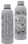 Harry Potter - Stainless Steel Water Bottle - Personalised Water Bottle Grey Hogwarts Design - 700ml Leakproof Water Bottle Gifts