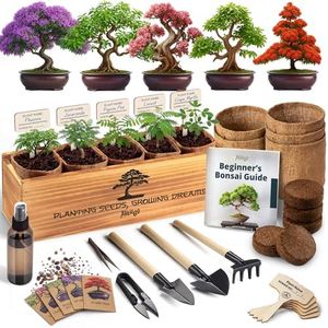 AVERGO Bonsai Tree Kit for Beginners – 5X Unique Japanese Bonzai Trees | Complete Indoor Bonsai Starter Kit for Growing Bonsai Plants with Tools & Planters – DIY Gardening Gifts for Women & Men