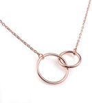 Jude Jewelers Stainless Steel Friendship Eternity Necklace Double Circle Interlocking Infinity (Rose Gold)