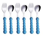 ANNOVA Kids Silverware 6 Pcs Set Children's Flatware - Stainless Steel Cutlery - 3 x Safe Forks, 3 x Dinner Spoons - Safe Toddler Utensils Without Knives for Lunch Box BPA Free (Caterpillar x 6 PCS)