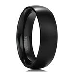 King Will 7mm Men Black Dome Titanium Ring Brushed Center Wedding Band Comfort Fit 14