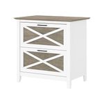 Bush Furniture Key West 2 Drawer Lateral File Cabinet in Pure White and Shiplap Gray | Document Storage for Home Office | Accent Chest with Drawers