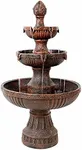 Sunnydaze Flower Blossom 43-Inch Electric Water Fountain - Outdoor Water Feature - 3-Tier Fountain - Earth Finish