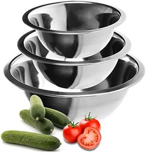 COM-FOUR® Juego de cuencos de 3 piezas de acero inoxidable -Ensaladera en 3 tamaños -Cuenco para hornear, servir y picar (3 piezas - Ø 18/20/24 cm)