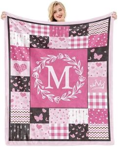 Initial Birthday Gifts for Women, Personalized Blanket 60 X 50in, Monogrammed Gifts for Women, Initial Gifts for Teen Girls, Personalized Letter M Mothers Day Butterfly Gifts for Women Her Mom