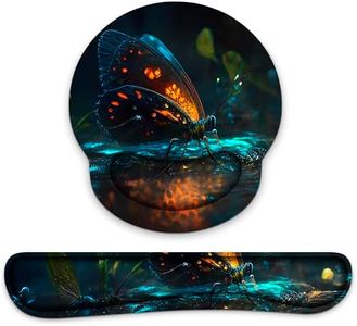 Keyboard Wrist Rest and Mouse Pad Set - Keyboard Wrist Rest Mouse Pads for Desk Accessories Mouse Pads & Wrist Rests for Wrist Pain Relief - Butterfly Mouse Pad Wrist Support Mousepad Office Supplies