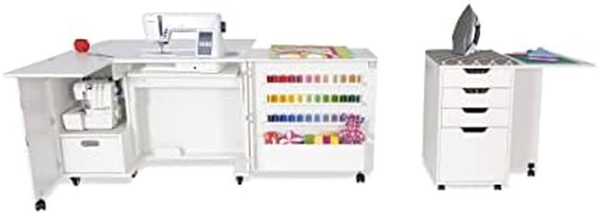 Kangaroo Sewing Furniture Wallaby Sewing Cabinet with Kiwi Storage Caddy - Ash White