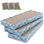 VIVAGLORY Cat Scratcher, Cat Scratching Pads with Box, Reversible Cat Scratching Board Cat Scratchers for Indoor Cats Kitty, Cardboard Cat Scratcher, Catnip Included, 3 Pack, Regular