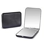 Kintion Pocket Mirror, 1X/3X Magnification LED Compact Travel Makeup Mirror, Compact Mirror with Light, Purse Mirror, Folding, Handheld, Small Lighted Compact Mirror for Gift, Black