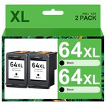 HALLOLUX 64XL Black Ink Cartridges for HP 64 XL Combo Pack High Yield Replacement for HP64 HP64XL Works with HP Envy Photo 7958e 7955e 7255e 7855 7858 6230 7155 6255 6252 7120 Printer Ink (2 Black