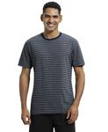 Jockey Men's Regular Fit T-Shirt (2715-01_Navy & Charcoal Melange L)