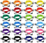 Nuchaely 24PCS Wrist Band Jingle Bells,12 Colors Wrist Bells Ankle Bells,Rhythm Instrument Percussion Party Favor Wristband Bell,Jingle Bell Musical Instruments Kid HWD1209 Black/Green/Orange/Purple