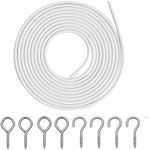 Kilymezh 5 Meter White Curtain Wire, Plastic Coated Window Curtain Wire, Picture Hanging Wire with 8 Pairs of Screw Eyes and Hooks…