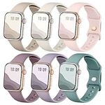 Joehwerr Sport Bands 6 Pack Compatible with Apple Watch Straps 38mm 40mm 41mm 42mm 44mm 45mm 49mm, Silicone Replacement Wristbands Straps for iWatch Series 8 7 6 5 4 3 2 1 Ultra SE, Women Men