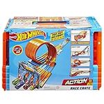 Hot Wheels Race Crate with 3 Stunts in 1 Set, 8+ feet of Race track, Includes 2 Hot Wheels cars, Portable Storage, Gift Set Ages 6 to 10,‎ GKT87