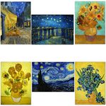 Vincent Van Gogh “Cafe Terrace at Night ＆ Sunflowers ＆ Starry Night Over The Rhone ＆ 3 Others” Poster 42㎝×29.7㎝(A3)【Made in Japan】＜fine Art Paper Print＞Print on a Thick Sheet of Paper Painting Wall Art…