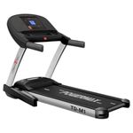 PowerMax Fitness TD-M1 (4HP Peak) Pre-installed Motorized Foldable Treadmill for Home Use | Manual-Incline Treadmill | Semi-Auto Lubrication | Multifunction Console LCD Display, BT, Speaker, MP3, AUX