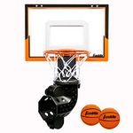 Franklin Sports Over The Door Basketball Hoop with Ball Return - Game Room Ready - Shatter Resistant - 2 Mini Basketballs - Accessories Included, Orange/Black, 25 x 17.75 x 12