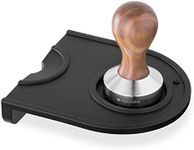 Navaris Coffee Tamper and Mat set - Handheld Stainless Steel Espresso Press with Walnut Handle for Coffee Grounds - 51 mm Coffee Ground Compressor