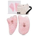 Gua Sha Stone Facial Tools - Rose Quartz Gua Sha Stone for Full Body Massage, Physical Therapy and Skincare - Natural Gua Sha Massage Tool with Protective Case and Authentic Certificate