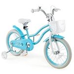 BABY JOY Kids Bike, 16 Inch Boys Girls Bike for 4-7 Years Old w/Training Wheels, Adjustable Seat, Removable Basket, Handbrake and Coaster Brake, Kids Bicycle (Blue)