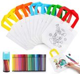 Anstore DIY Graffiti Bag Set,12pcs DIY Non-Woven Reusable Colouring Bag for Painting & 36 Color Crayons for Kids Birthday Christmas Gifts DIY Colour Bags