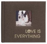 Malden International Designs 1 Up 4x6 Love is everything Brown Pet Fabric Photo Album With Memo Writing Areas Hard Cover 3 x 3 inch Front Cover Photo Pocket