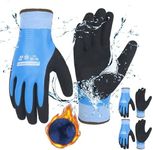 HANDLANDY Waterproof Work Gloves for Cold Weather 2 Pairs, Insulated Winter Work Gloves with Grip for Men Women, Freezer Gloves for Work Below Zero (L, Blue-black)