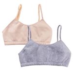 Adira | Starter Bra for Girls | Teen Bras with Flat Padding for Coverage | Gives Confidence at School | Beginners Bra with Comfortable Strecthy Cotton | Pack of 2 | Skin & Grey | M