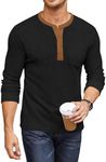 COOFANDY Men's Henley Shirts Long Sleeve Basic Waffle Pique Pullover T-Shirt with Pocket