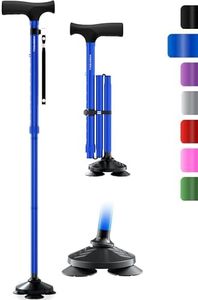 HONEYBULL Walking Cane for Men & Women - Foldable, Adjustable, Collapsible, Free Standing Cane, Pivot Tip, Heavy Duty, with Travel Bag | Walking Sticks, Folding Canes for Seniors & Adults [Blue]