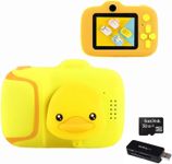 Power Box Kids Cartoon - Digital Camera : Duck Design Digital Photo and Video Camera 1080P HD Lens & 32Gb - SD Card Compact & Portable Kids Camera with Cute Silicone Cover and USB Card Reader