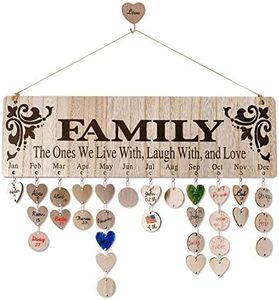 Gifts for Mom Grandma from Daughter, Unique Wooden Family Birthday Reminder Tracker Calendar Board Wall Hanging with 100 Tags, Best Gift Ideas for Christmas Birthday Mother's Day