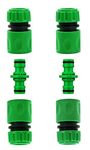 CaLeQi 2PCS Double Male Hose Connectors & 4PCS End Quick Connectors for Hose Pipe fitting 1/2" Plastic Tap Connector