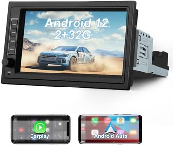 Universal 1 Din 7 inch Car Stereo Audio 2+32GB Android 12 with Carplay/Android Auto/Mirror Link GPS Sat Nav Bluetooth WiFi USB DAB GPS Navigation Car Audio FM Car Radio