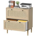 Anmytek Lateral File Cabinet with 2 Drawers, Rattan Filing Cabinet with Adjustable Hanging Bar for Letter, A4 and Legal Size, Printer Stand Home Office Use Storage