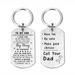 DEGASKEN To My Son Keyrings Gifts from Dad, I Love You Son Present from Father, Stay Strong Stainless Steel Key Chain Rings