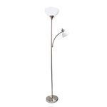 Simple Designs Home LF2000-BSN Floor Lamp with Reading Light, Brushed Nickel, 20.47 x 20.47 x 71