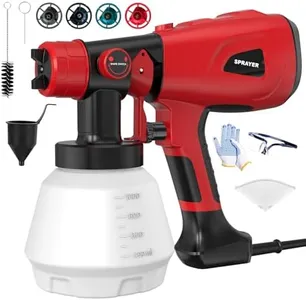 Paint Sprayer 1000W High Power Electric Spray Paint Gun with Adjustable Spray Width Knob 4 Nozzles and 3 Patterns Easy to Clean for Furniture Home Interior House Painting Red