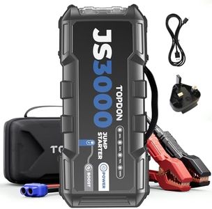 TOPDON Jump Starter JS3000, 3000A/24000mAh Battery Booster Jump Starter Power Pack for Up to 9L Gas/ 7L Diesel Engines, Portable Jump Starter Power Bank with Handle/Jumper Cable/EVA Case